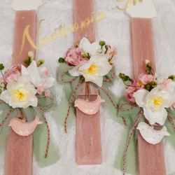 Πασχαλινή Λαμπάδα Λουλούδια & Πουλάκι